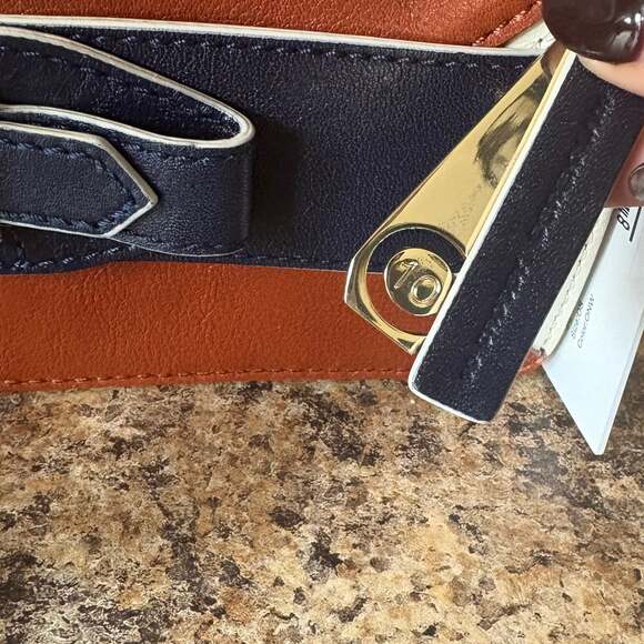 Derek Lam 10 Crosby Navy/Cream/Brown Leather Clutch Crossbody
